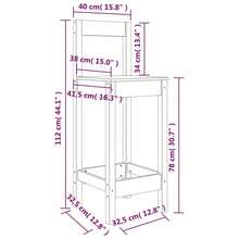 vidaXL Tabourets de bar, lot de 2, noirs, 40 x 41,5 x 112 cm, en pin massif. Idéaux pour les restaurants, les bureaux, les jardins et les réceptions. Ce produit comprend uniquement les tabourets ; les tables ne sont pas incluses. Un meuble classique et de grande qualité. - Noir - Voir 7