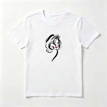 Playera Algodón Mujer Retrato Femenino - Estampado Artístico Elegante - Blanco - Ver 1