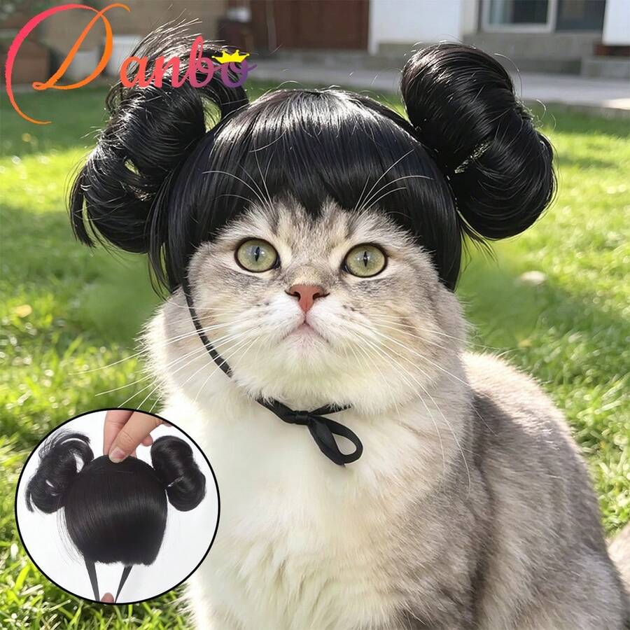 Funny Pet Wig Headpieces, Cat Dog Cosplay Bangs Braid Wigs, Explosion Hair Photo Props Party Decorations, Halloween