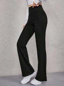 Pantalones acampanados de cintura ancha - Negro 2 - Ver 3