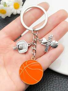 1 Móc khóa hình rổ bóng rổ sáng tạo "Tôi yêu bóng rổ", phụ kiện thời trang cho chìa khóa xe hơi, ba lô. - Nhiều màu - Xem 1