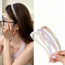 5pcs Pack Transparent Non-Slip Headbands, Thin Plastic Hair Hoops With Teeth For Women, Clear Pastel Color Hairbands For Everyday, Washing Face, Sports, Fashion Hair Accessories - Multicolor - View 1