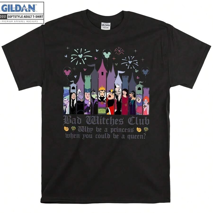 Bad Witches Club Female Villains Bad T-S, & Adult Day Hoodies, Customizable Cistmas Pamas AB208 - 黑色 - 查看 1