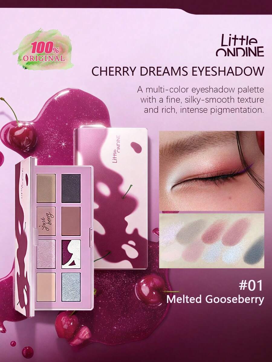Little Ondine Paleta de Sombras de Ojos Dropped Red Berry 01, Paleta de Color Facial Multitextura Tono Baya, Sombras de Ojos Todo en Uno Mate & Brillo, Fórmula Rica en Esencia de Larga Duración, Color Saturado Suave y Difuminable 24 Horas, Apta para Todos los Tonos de Piel, Resistente a la Decoloración & a las Manchas, Textura Ligera, Crea Maquillaje de Ojos Multidimensional, Apta para Principiantes Uso Diario, Regalo, 8g, 12.5g/0.44oz