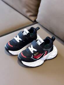 Giày thể thao lưới thoáng khí unisex cho trẻ nhỏ, đế mềm chống trượt, giày tập đi đầu tiên, giày thể thao đế dày cho trẻ em có khóa dán. - màu đen - Xem 12
