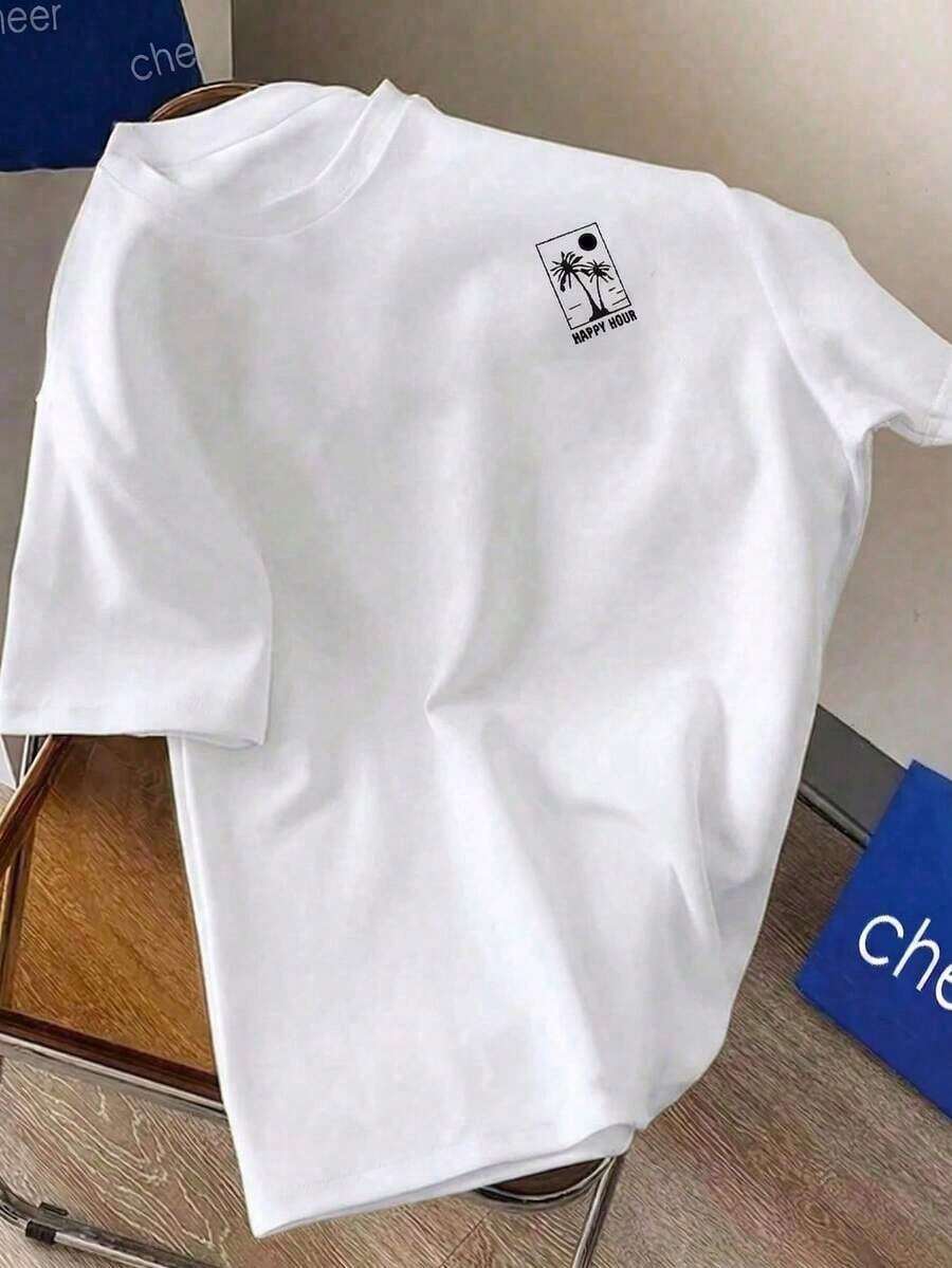 Casual Short-Sleeved Printed T-Shirt For Everyday Wear, Spring And Summer - 白色的 - 查看 1