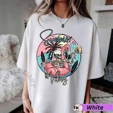 Camiseta Summer Vibes, Camiseta de Verano Skeleton Beach, Verano Retro, Camiseta para Vacaciones en la Playa, Camiseta de Playa Oversized , Camiseta para Amantes de la Playa - Blanco - Ver 6