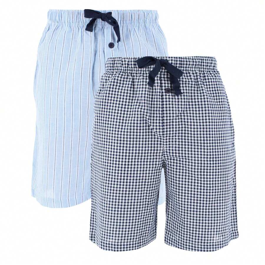 Fruit Of The Loom Men's Big & Tall Broadcloth Cotton Pajama Shorts 2-Pack, Available In Black, Navy, 2X, 3X, 4X Cotton Pajama Bottoms - 藏蓝色 - 查看 1