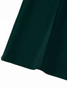Pantalones informales de pierna ancha de unicolor para mujer - Verde Oscuro - Ver 6