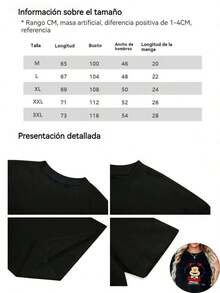 1pc blusas de mujer blusas bonitas para mujeres blusas ropa de mujer what what 180g camiseta algodón negra y blanca, patrón de estampado Mafalda, algodón impresión alta calidad, cuello redondo, corte básico holgado, hombres y mujeres, transpirable, versátil, lavable a máquina, cómoda, talla S ~ 3XL, diario, casual, deportes, imprescindible verano. - Negro - Ver 8
