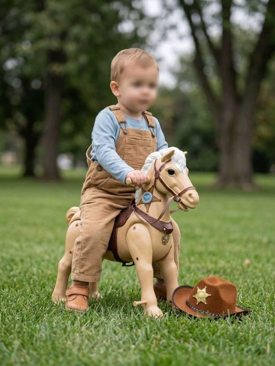 Juguete montable para niños tipo caballo, animal con asas y textura antideslizante, ideal para desarrollo motriz y equilibrio, juego activo en casa, cuarto de juegos o patio, material resistente y fácil de limpiar, para niños pequeños - Albaricoque - Ver 1