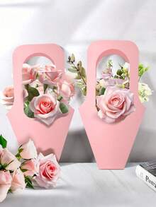 Bộ 5/10 túi quà hoa bằng giấy Kraft có tay cầm, thích hợp cho Ngày của Mẹ, Ngày Nhà giáo, Đám cưới, Sinh nhật, Tiệc tùng - Hộp hoa giấy Kraft màu hồng dành cho người bán hoa. - nhiều màu - Xem 4