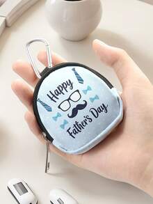 1 Piece - Earphone Bag, Wallet, Digital Organizer Bag, Earphone Protection Cover, Keychain Pendant, Father's Day Creative Design Patterns Printed Design, High-End Protective Model. Soft Touch, Shockproof And Scratch-Resistant Design. Compact And Portable. Can Store Small Items Such As Earphones, Data Cables, Chargers, USB Drives, And Change. - Multicolor - View 8