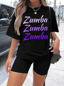 1 Piece 180g Women's T-Shirt, Men's T-Shirt. Casual Cotton Crew Neck T-Shirt. Women's Athletic T-Shirt. Designed By Y2K Generation Artists In The Bababask Style, Made From 100% Pure Cotton. Creative Cartoon Pattern Design, Comfortable Short Sleeves, Zumba Style. - 黑色 - 查看 6