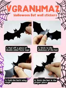 56/28/1pc Halloween Bat Decorations, 3D Black 3D Bat Wall Stickers, Bat Wall Decals, 3D Bat Halloween Decorative Stickers, Waterproof Black Scary Bats, Room Decor, Reusable, Suitable For Bathroom, Bar, Restaurant, Bedroom Door, Halloween Party Supplies, 3D Bat Wall Stickers Window Home Kitchen Scary Decor, Bat Wall Stickers Home Decor DIY Handmade, Halloween Night Decoration - Black - View 11