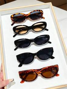 5pcs Retro Leopard Print Cat Eye Eyeglasses For Women, Made Of High-Quality PC Material, Y2K Style, Suitable For Women, Seasonal Choice: Summer, Suitable For Travel, Beach Party, Street Style, Selfie, Vacation Essential - A - View 11