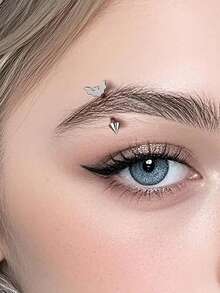 2件套不锈钢蝙蝠形眉环，朋克风弯曲杠铃耳环，软骨唇环，适合女性日常佩戴 - 眉釘 - 查看 5