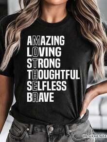 Camiseta inspiradora para mamás, color negro, para madres valientes y consideradas. Camiseta unisex de algodón puro de 220 g, peso ideal para todas las estaciones, apta tanto para hombres como para mujeres. Tejido duradero de alta calidad, suave al tacto y de larga duración. Transpirable. Adecuada para la primavera y el verano, vacaciones, Día de la Madre y Día de la Independencia. - Negro - Ver 1
