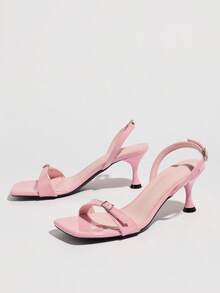 Giày sandal cao gót mũi vuông cho nữ, thoải mái và thanh lịch, có khóa điều chỉnh phía trước và phía sau, mềm mại và thân thiện với da, thời trang và lãng mạn, sandal cao gót quai mảnh màu hồng, cổ điển và đa năng, phù hợp cho hộp đêm, tiệc tùng, hoạt động ngoài trời, đi làm, du lịch, ở nhà, văn phòng, trang phục thường ngày, Ngày của Mẹ, Ngày Valentine, Lễ Tạ ơn, Tết Nguyên đán, Giáng sinh, mùa hè. - Hồng - Xem 5