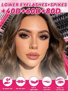 613 Eyelash Clusters, 40D+60D+80D Curl Design, 10-16mm Eyelash Extension Clusters, Easy And Convenient Home DIY, Unique Tapered Design, Includes Natural False Eyelashes, 3D Russian Curl Style Suitable For Beginners, Reusable. - D - View 3
