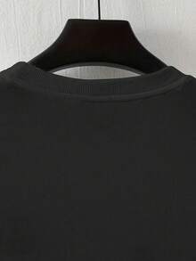 1 Piece Of Shane Store Men's Clothing, Men's Cotton T-Shirts. Printed T-Shirt With Design For Men, Made Of Comfortable, Breathable And Cozy Fiber, New Arrival, Slightly Dropped Shoulder Design With Round Neck, Urban Fashion Clothing, Fiber. - 黑色 - 查看 4
