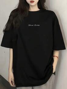 Women's Short Sleeve Summer T-Shirt, Stylish Slim Fit Cartoon Print T-Shirt, Pure Cotton Short Sleeve Basic T-Shirt. #3333 Women's Going Out Blouses - 黑色 - 查看 6