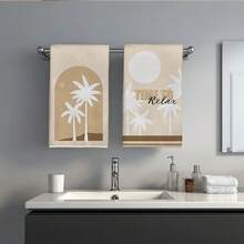 2pcs Bohemian Coconut Tree Printed Kitchen Towels, 15.75*23.62in(40*60cm) Super Soft Microfiber Polyester Dish Towels, Hand Towels, Dish Cloths, Home Decor, Kitchen Decor, Cooking Baking Cleaning Towels, Kitchen Accessories, Machine Washable, Suitable For Dining Room, Kitchen, Daily Decoration And Gifts, All Seasons - Multicolor - View 9