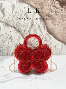 1 pieza Mini bolso de mano de lujo con diseño de mariposa para mujer, bolso de embrague con strass y correa de cadena, se puede usar como embrague, único y elegante, la mejor opción de mini cartera con cadena para damas - Multicolor - Ver 7
