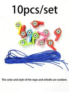 10pcs/Set Random Color Football Whistle Cheerleading Props And Referee Whistle, Football Pattern Party Whistle, Football Theme Party, Sports Party Whistle Set, Suitable For Party Or Football Match, Sports Party, Birthday Party, As Gift, Party Favors, Gifts, Party Supplies - Football Whistles - View 13