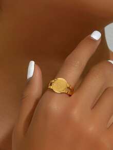 1 pieza Anillo abierto elegante y casual de alta gama, estilo vintage, de moda europea y americana - Amarillo Oro - Ver 12