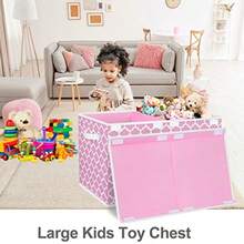 Homyfort - Caja de Juguetes Grande para Niños y Niñas, con Tapa Abatible y Divisor, Almacenamiento Multiuso, Rosa, 24.5 x 13 x 16 Pulgadas - Rosado - Ver 7