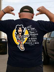 Black T-Shirt With The Cartoon Character Titas Montoya And Text In Spanish For Casual Use, Size, Loose And Comfortable. - Black - View 6