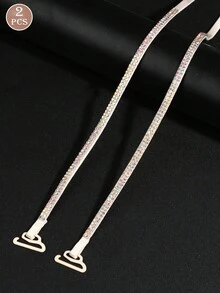 2/4pcs Multi-Color Rhinestone Bra Straps, Shiny Anti-Slip Elastic Straps For Cold Shoulder Dresses - Multicolor - View 10
