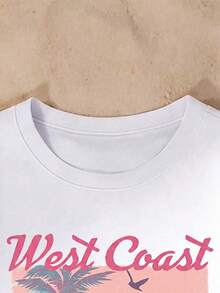 Camiseta de impresión gráfica Casual de la  oeste de la mujer, camiseta de cuello redondo de manga corta, perfecta para Streetwear de verano ZFS9 - Blanco - Ver 6