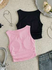 Camiseta de tirantes de algodón puro blanco, primavera/verano - Multicolor - Ver 2