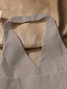 Top sin mangas con espalda descubierta casual para mujer, con botones delanteros, estilo elegante, para verano - Gris - Ver 4