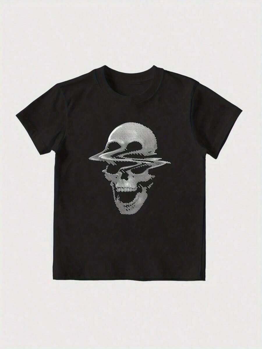 Solt 1pscCamiseta Casual de Verano Y2K en Tonos Oscuros - Manga Corta, Cuello Redondo, Adecuada para Lavado a Máquina, Ropa Casual de Verano y Actividades al Aire Libre - Ropa Casual Cómoda, playeras de mujer, top100%cotton graphic - Negro - Ver 1