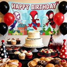 1pcs M Arvel S Pider-Man Happy Birthday Backdrop, Superhero Theme Party Decorations For Boys, City Buildings Photography Background For Cake Table, Iconic Spidey Wall Decor For Outdoor And Indoor Celebration, Creative Birthday Banner For Fans And Comic Lovers, Epic Hero Action Theme Party Supplies - Nhiều màu-A - Xem 2