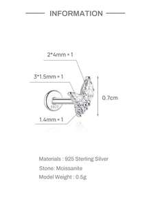 1 đôi bông tai đính đá giả kim cương Monaco bằng bạc 925 mạ vàng 18K, thiết kế hình bầu dục (Marquise), chất lượng cao, không gây dị ứng và chống oxy hóa, phù hợp cho mọi dịp. - Bạc - Xem 6