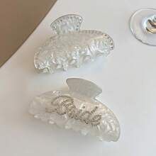 1件白色壓克力水鑽新娘髮夾，適用於新娘派對或婚禮派對裝飾 - 白色 - 查看 1