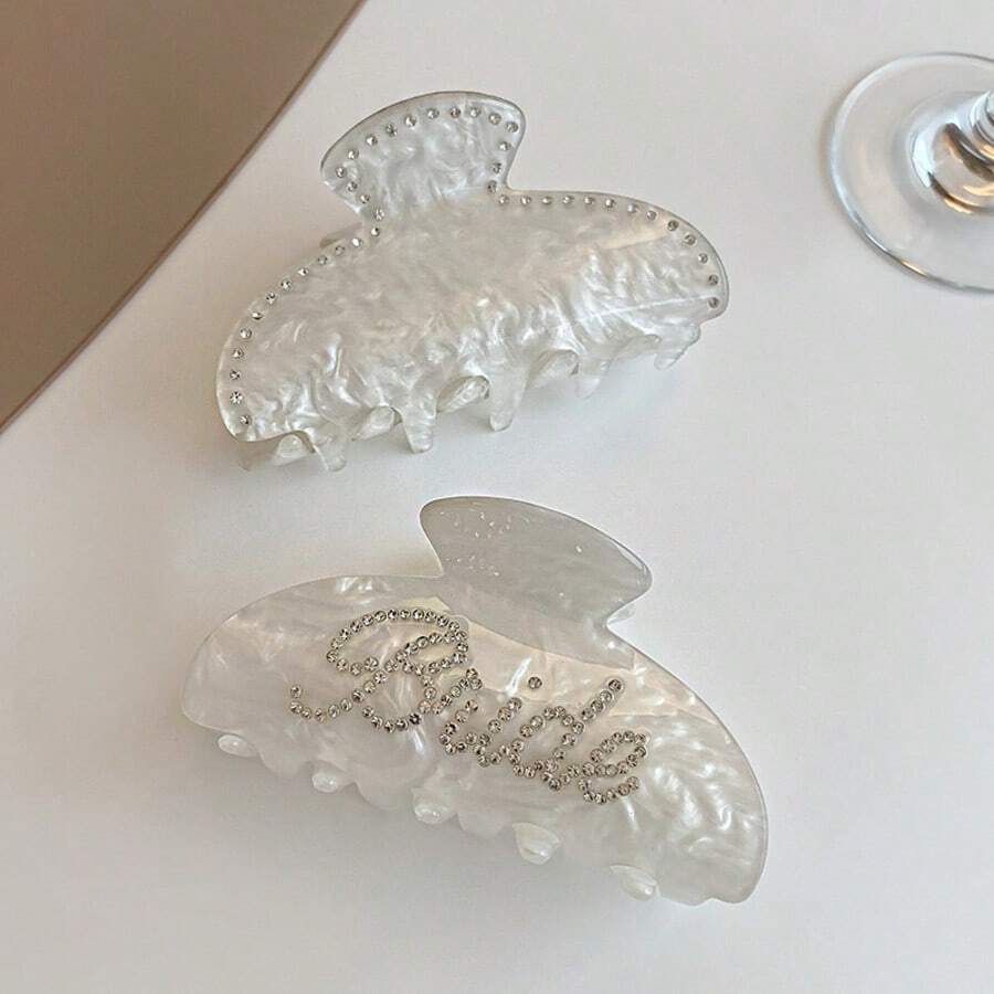 1件白色壓克力水鑽新娘髮夾，適用於新娘派對或婚禮派對裝飾 - 白色 - 查看 1
