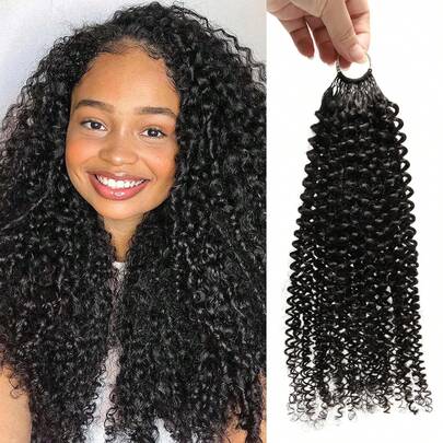 20 Inch Water Curly Feather Crochet Hair 40g Deep Curly Crochet Braid Hair Extensions For Women Knotless & Pre-Separated For Easy Braiding Natural Black Color Synthetic Mixed Human Blended Hair Light Weight & Reusable