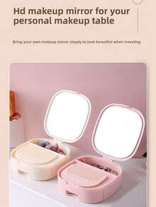 Transparent Cosmetic Brush Holder Bag, Portable Divided Drawer Jewelry Storage Box, Mini Suitcase Shaped Makeup Sponge Case (Random Color) - Multicolor - View 6
