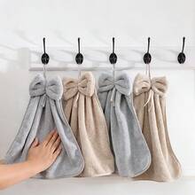 1/3 pièces/4 pièces Serviettes de toilette avec nœud papillon, serviettes de toilette en polaire de corail à séchage rapide avec boucle de suspension, serviettes absorbantes douces pour la cuisine, la salle de bain, les torchons, cadeaux de Noël - Multicolore - Voir 22