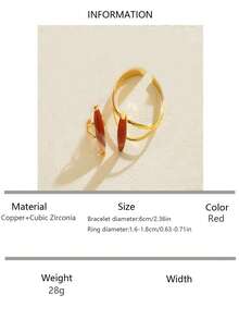 1 Set Vintage Ring & Bracelet Jewelry Set, Suitable For Women's Daily Wear And Parties (Agate Color Random) - Set - View 15