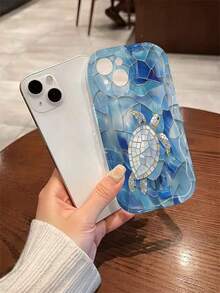1 chiếc ốp lưng điện thoại chống rơi trong suốt họa tiết mai rùa cẩm thạch, chất liệu TPU, thích hợp làm quà tặng ngày lễ, tương thích với Apple Xs/Xsmax/Xr/11 12 13 14 15 16pro/Promax/14 15 16plus/17, unisex - Nhiều màu - Xem 4
