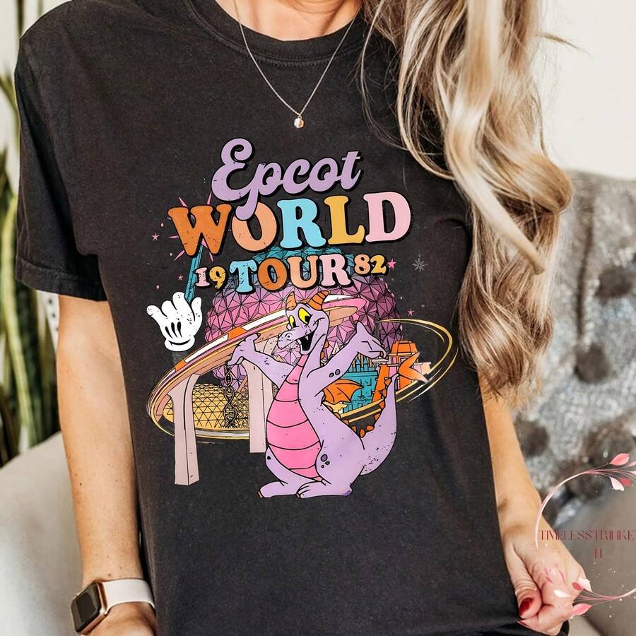 Vintage Epcot World Tour 1982 R Figt Di Magic Kingdom Epcot Towback Family Vation - Negro - Ver 1