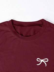 Camiseta ajustada con estampado de lazo para mujer, estilo versátil y elegante para el verano, vuelta al colegio, uso diario, fiesta, cita, que atrae mucha atención - Multicolor 8 - Ver 6