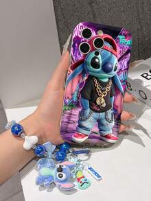 Disney Lilo & Stitch Phone Case With Stitch Charm And Stitch Lanyard - Cute Stitch Protective Case With Hip-Hop Outfit And Graffiti Background Design, Equipped With Delicate Stitch Decorative Lanyard And Beaded Bracelet For Easy Carrying, Compatible With IPhone 17, 16, 15, 14, 13, 12, 11 Pro Series, Ideal For Birthdays, Holidays, Anniversaries, Graduation Gifts, Or Any Special Occasion To Surprise Family, Friends, Classmates, And Loved Ones. - 白色 - 查看 6