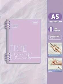 5pcs Set, Includes 1 Spiral Notebook + 4 Pens, A5 Spiral Bound Notebook 60 Sheets/120 Pages - Thick & Colorful Coded Pages - Suitable For University, Diary, Note Taking - Multicolor - View 6